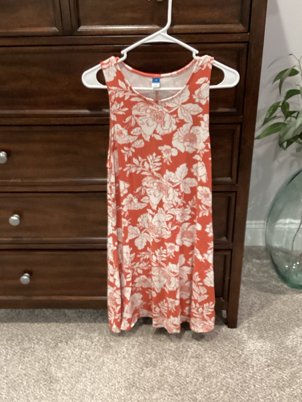 Old navy Floral Tank Dress in Orange and Cream